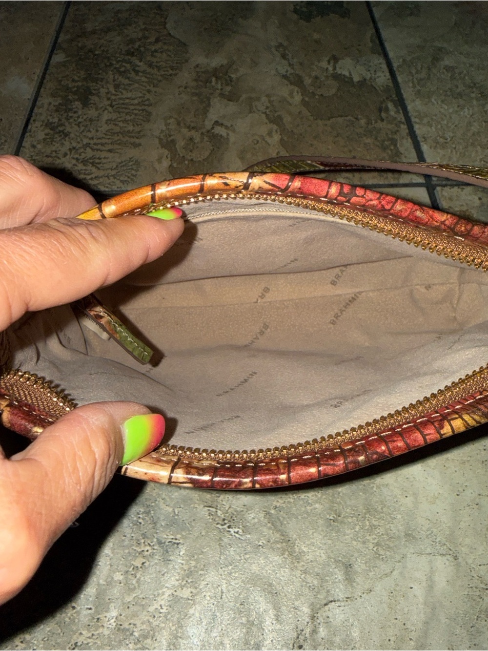 NWOT! Brahmin Lorelei in Melbourne Foliage. Croc Embossed Leather Shoulder Bag. - Picture 5 of 5